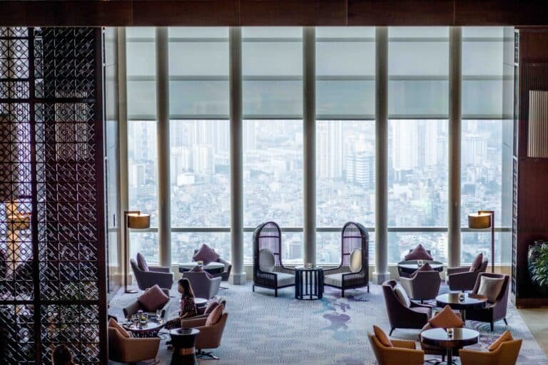 Decorative lobby chairs InterContinental Hanoi Landmark72 reception furniture