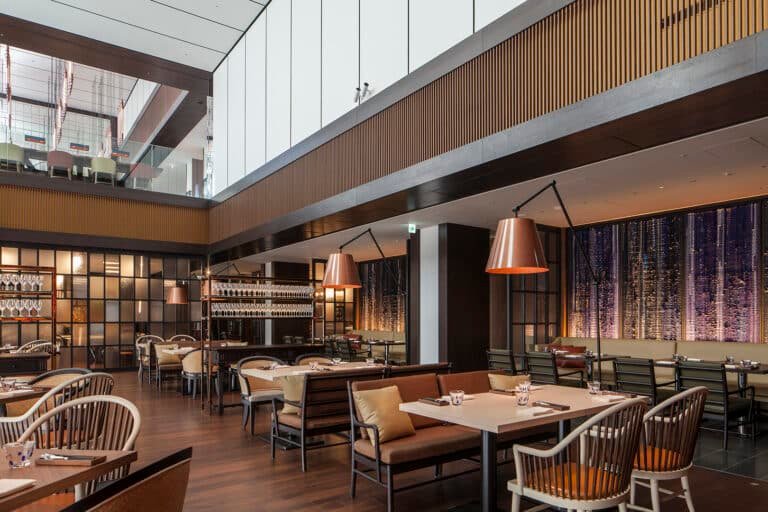 Custom upholstered dining banquettes Hyatt Ginza Japan