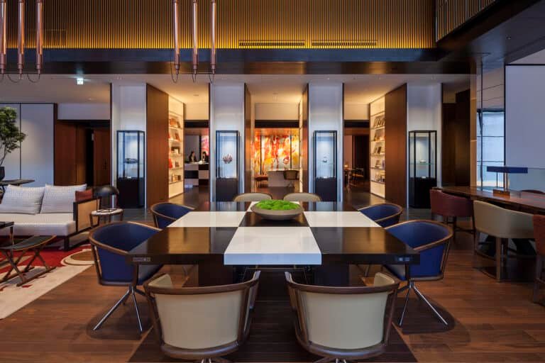 Custom coffee tables in Hyatt Ginza Tokyo lobby