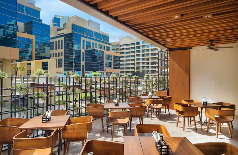 Garden chairs and tables DoubleTree Hilton Dubai outdoor FF&E supplier