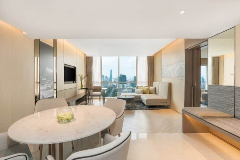 Custom wall paneling joinery Pathumwan Princess Hotel Thailand rooms