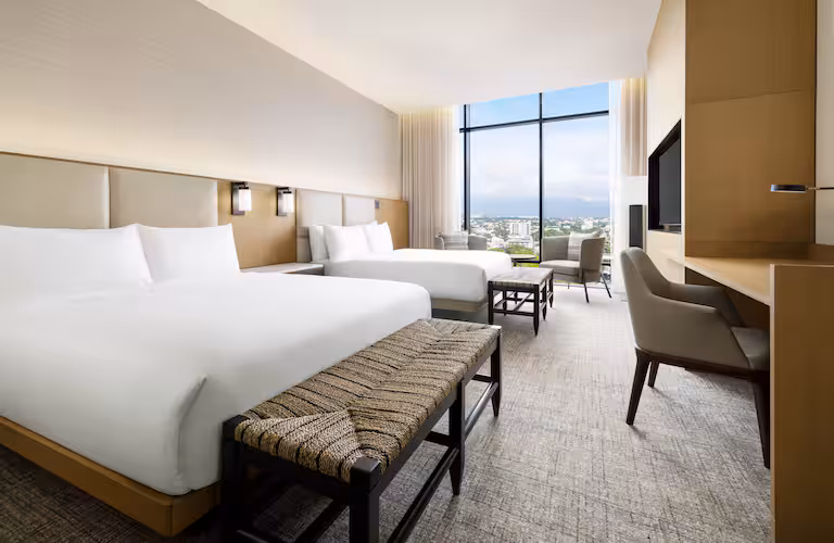 Built-in TV cabinet Hotel Santiago Hilton Dominica bespoke furniture