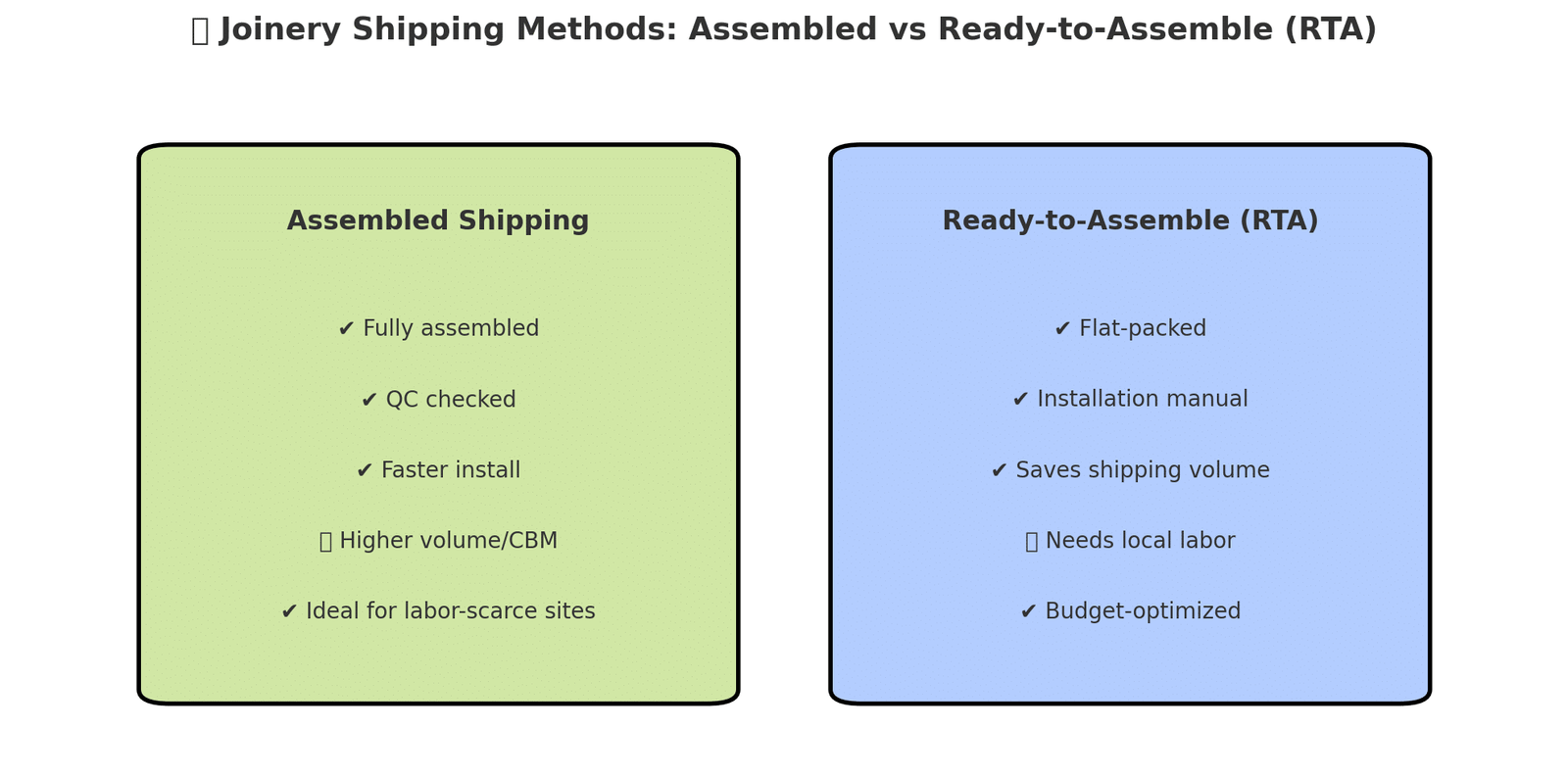 Joinery Shipping Method